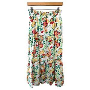 LAUREN CONRAD | Fruit Print Tiered Midi Skirt | Small